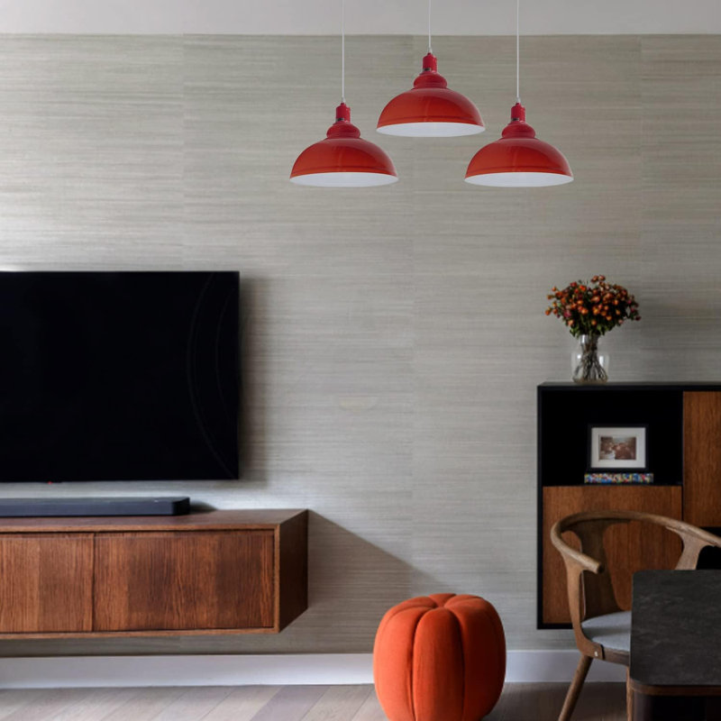 3 - Light Kitchen Island Pendant, No, Red