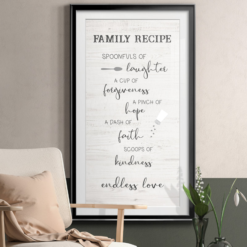 " Family Kitchen Recipe ", Black Framed, 18.5" H x 10.5" W x 1" D