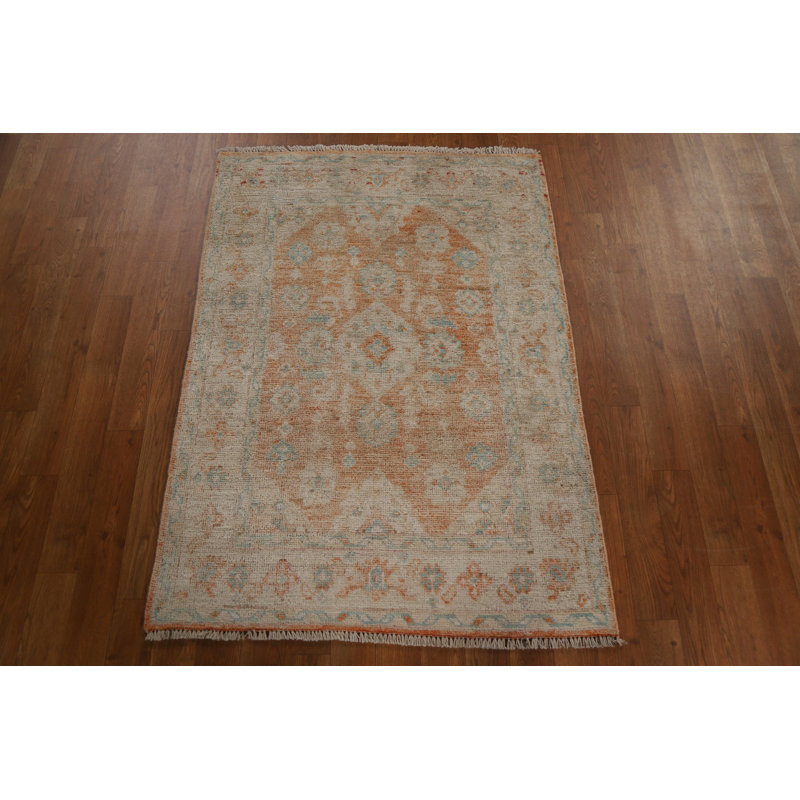 Tapis unique en laine orange 2 pi 10 po x 4 pi One Age of a Kind