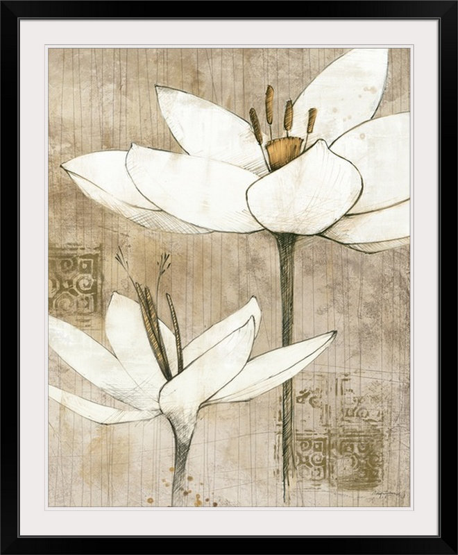 « i » avery tillmon, reproduction d’art Pencil Floral, H 23 po x l 20 po x P 1 po, Cadre noir