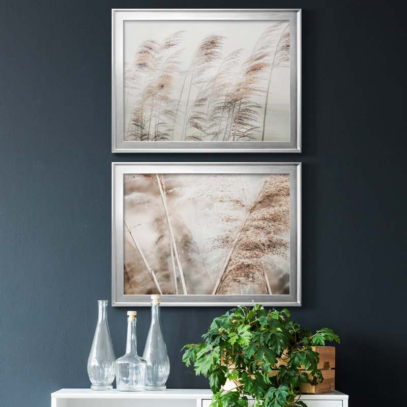 Delicate Pampas - ensemble de 2 reproductions de cadres photo, H 30,5 po x l 45 po x P 1 po, Papier argenté