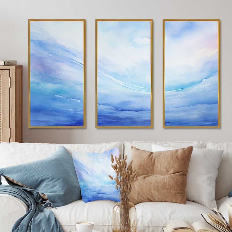 Ensemble de salon Calmer Arc Of Stillness I - Rainbow Wall Art, Cadre flottant doré, H 40 po x l 60 po x P 1 po