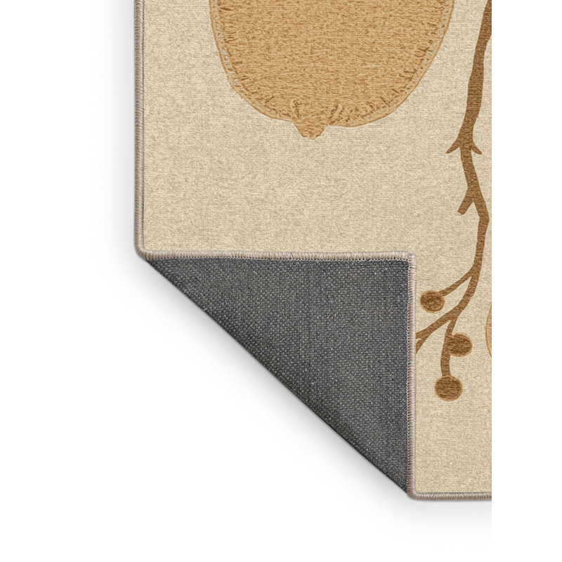 Tapis abstrait moelleux et moelleux à motif abstrait moderne et contemporain en étamine - reliure beige, 3 X 5