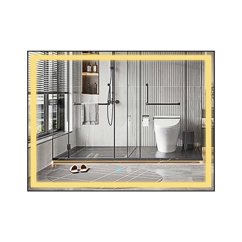 Miroir mural Jonaid, 35,5 po x 47,5 po, Or, Rectangle