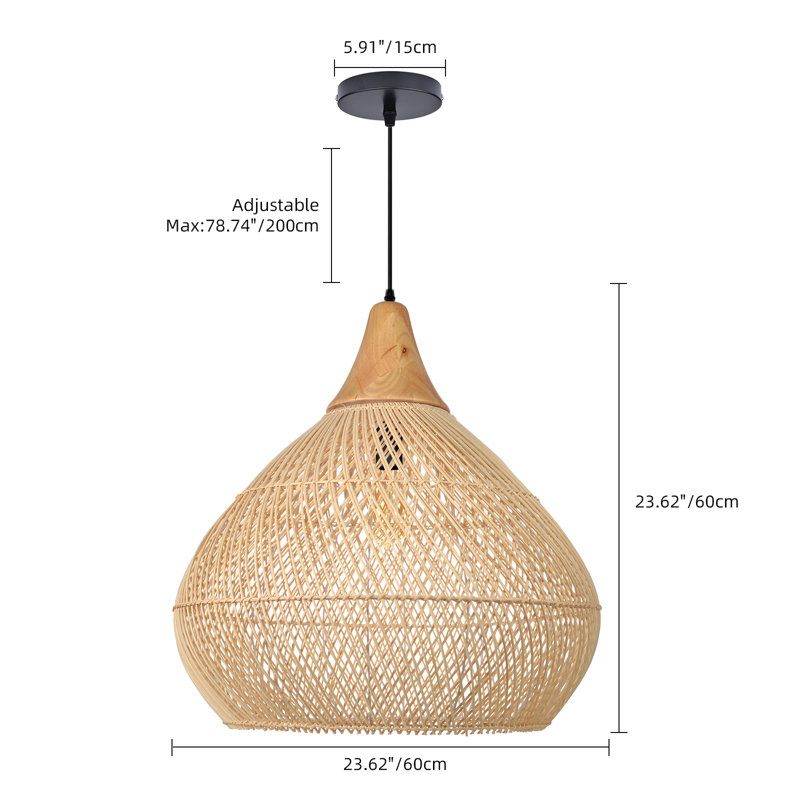 Dormody 1 - Light Natural Dome Pendant, 23.62" H x 23.62" W x 23.62" D