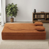 75" Convertible Folding Sofa Bed, Twin Sleeper Sofa with Pillow, Modern Velvet Fabric Floor & Futon Loveseat Couch, No assembly required
