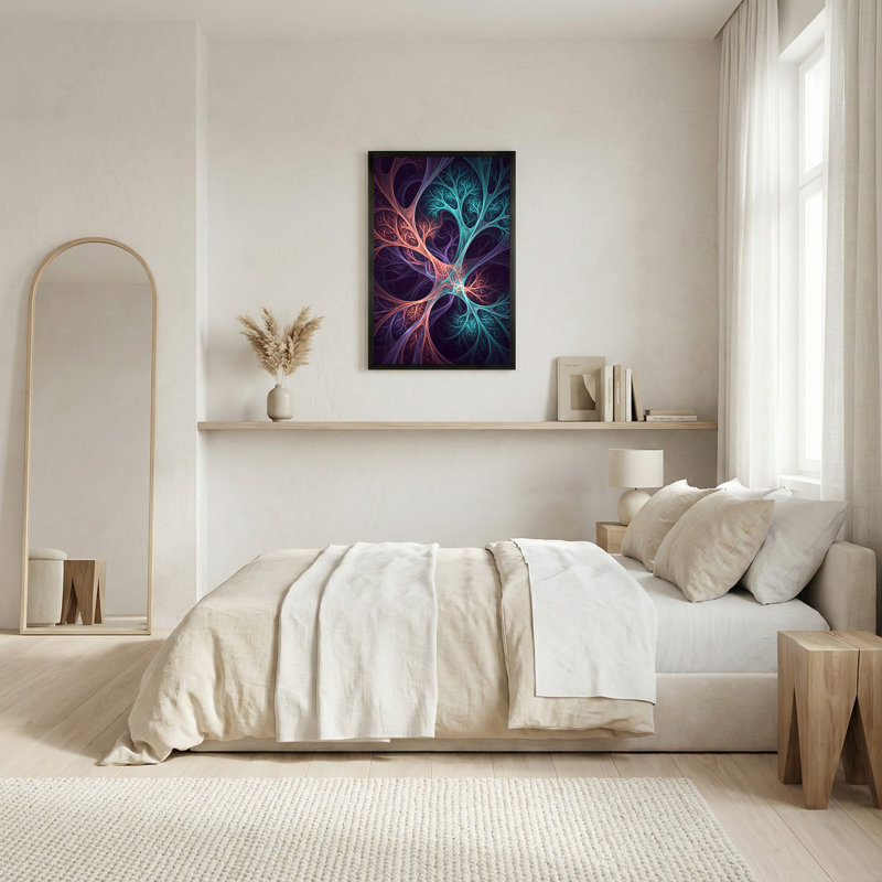 Art mural sur toile avec branches d'arbre fractales, H 18 po x l 12 po