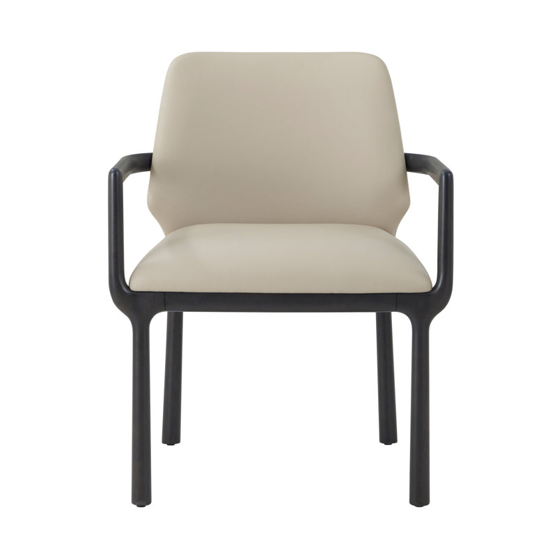 Kesden 19.25'' H Leather Upholstered Beech Armchair, Silent Black