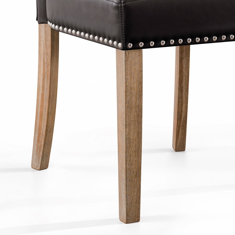 Chaises de salle à manger rembourrées et imperméables Momordique, Gris / Brun, 2