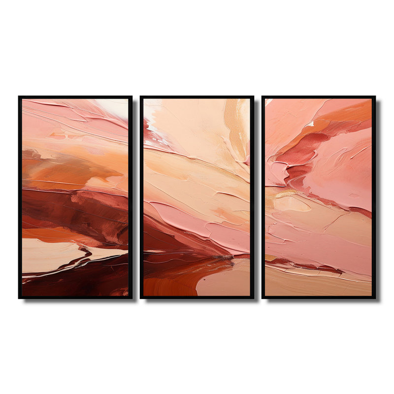 Cacao Landscape Immersion - ensemble d'art mural abstrait, Cadre flottant noir, H 32 po x l 48 po x P 1 po