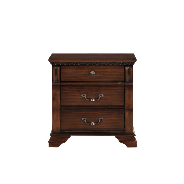 Louis Philippe Solid Wood 2 Drawer Nightstand - Cognac