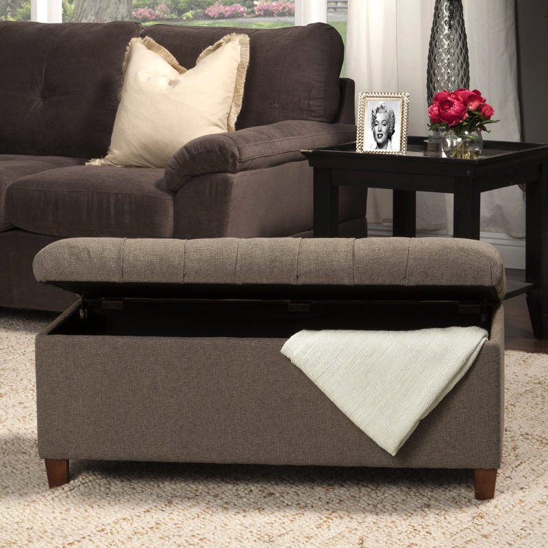 Banc de rangement rembourré Allessandra,  Brun texturé
