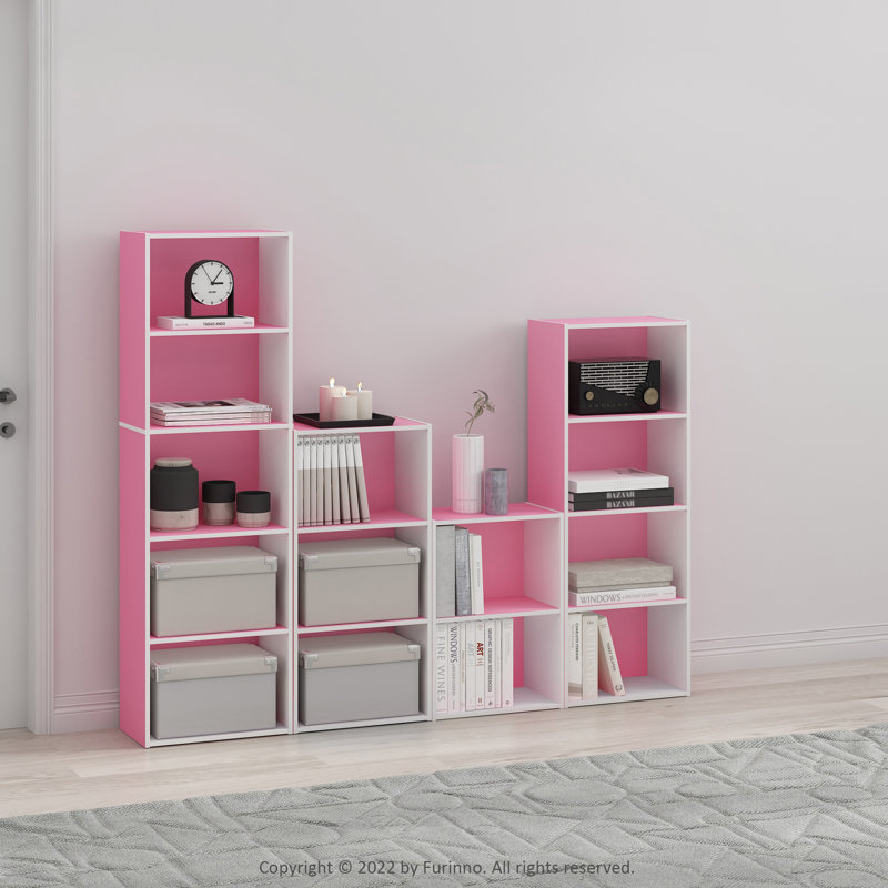 Bibliothèque standard Cannice, Rose/Blanc, (2 tablettes) H 21,2 po x l 15,6 po x P 9,3 po
