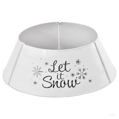 Collier pour arbre de Noël en acier 26 po x 26 po x 9 po, jupe d'anneau d'arbre blanc pour une décoration de Noël élégante et dissimulation de support