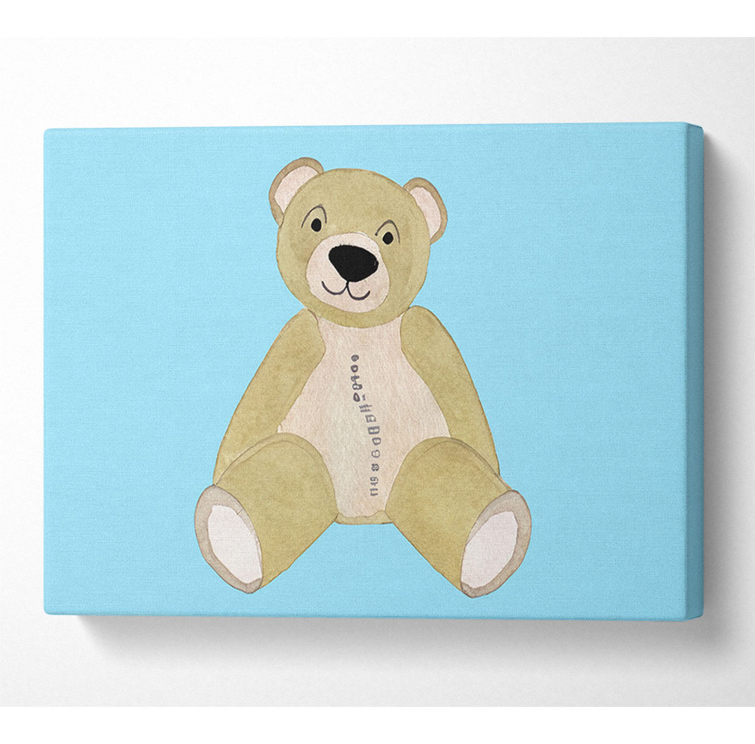 Kunstdruck Genähter Teddy in Babyblau