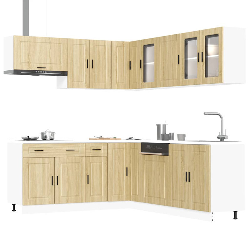 Maribeth 11 Piece Kitchen Cabinet Set, Sonoma Oak
