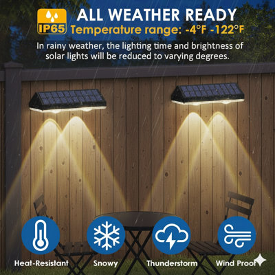 Éclairage solaire pour l'extérieur - 2700/4000 / 6000K 3 modes, IP65 imperméable Éclairage solaire pour l'extérieur, Éclairage solaire pour l'extérieur, Cour arrière / Rampe / Marche / Patio / Mur et Rénovation (Paquet de 8)