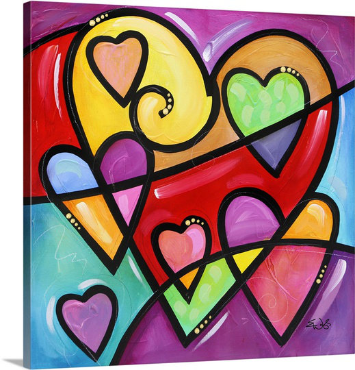 « a lot de cœur i » par eric waugh, reproduction d’art sur toile, H 16 po x l 16 po x P 1,25 po