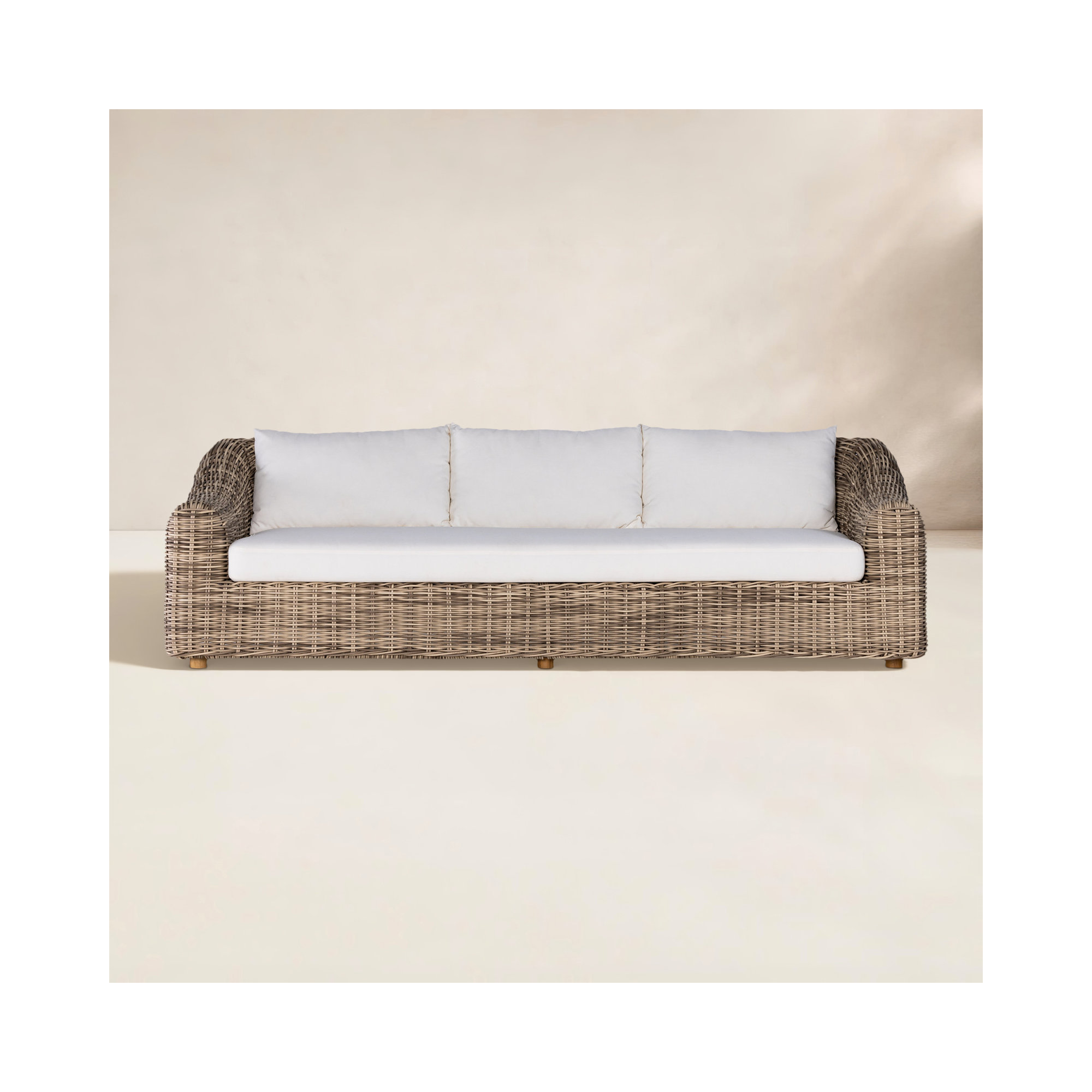 Azlynne 106'' Wide Patio Sofa with Cushions, Brown