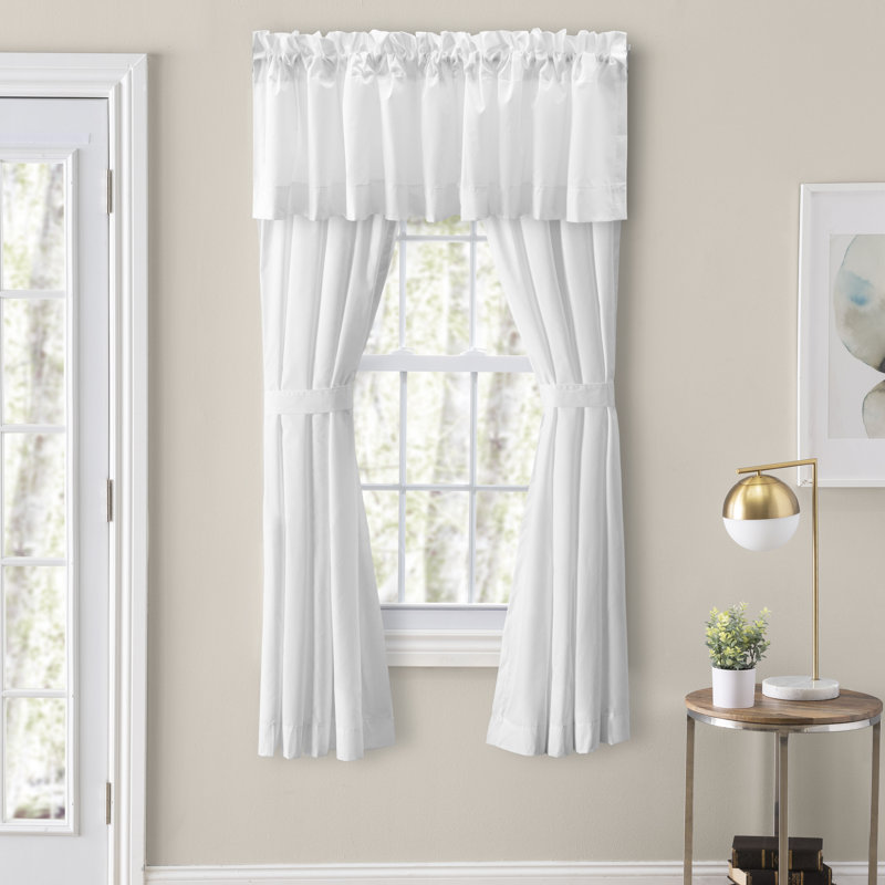 Placide Cotton Blend Sheer Curtain Pair, White, 40" W x 63" L