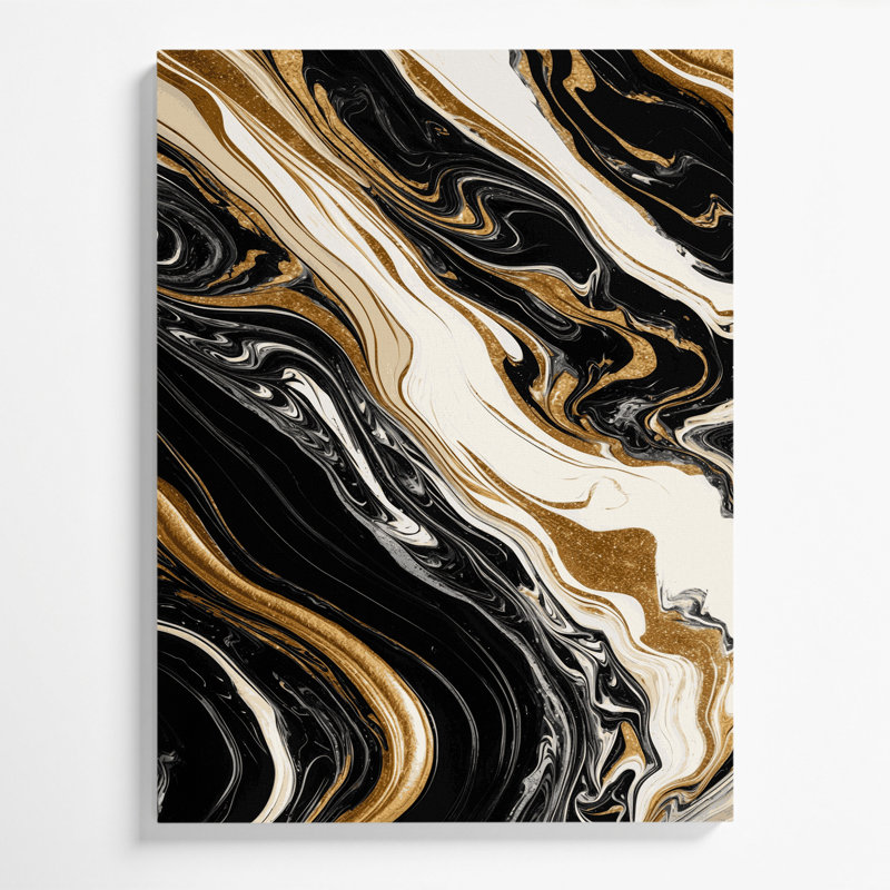 Abstrait art fluide sur toile noire 76, H 14 po x l 11 po