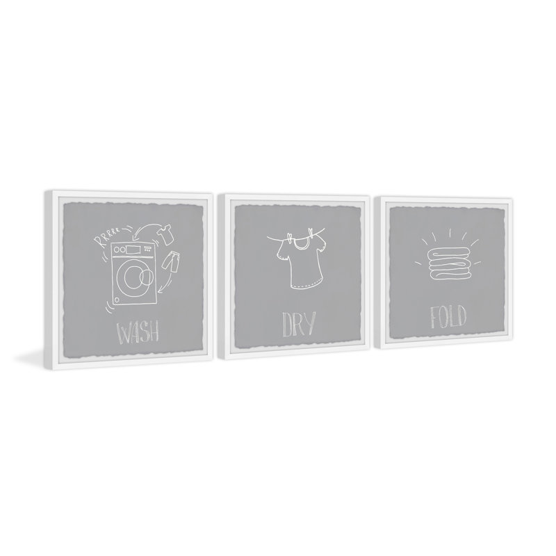 Wash Dry And Fold - 3 Piece Single Picture Frame Print, 81cm H x 81cm W x 3.81cm D