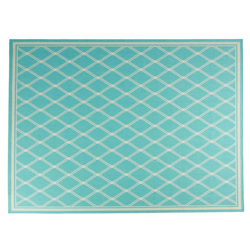 Teal Rectangle Polypropylene Rug, Rectangle 7'10" x 10'