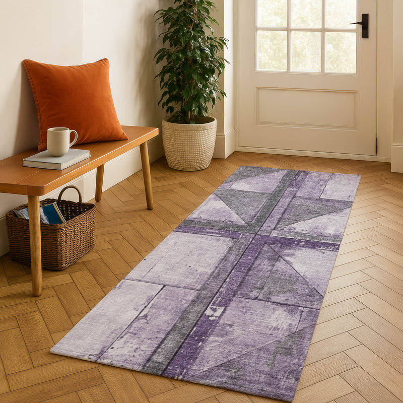 Premium Machine Washable Crestover AMF1876 Geometric Rug, Runner 2'3" x 7'6"