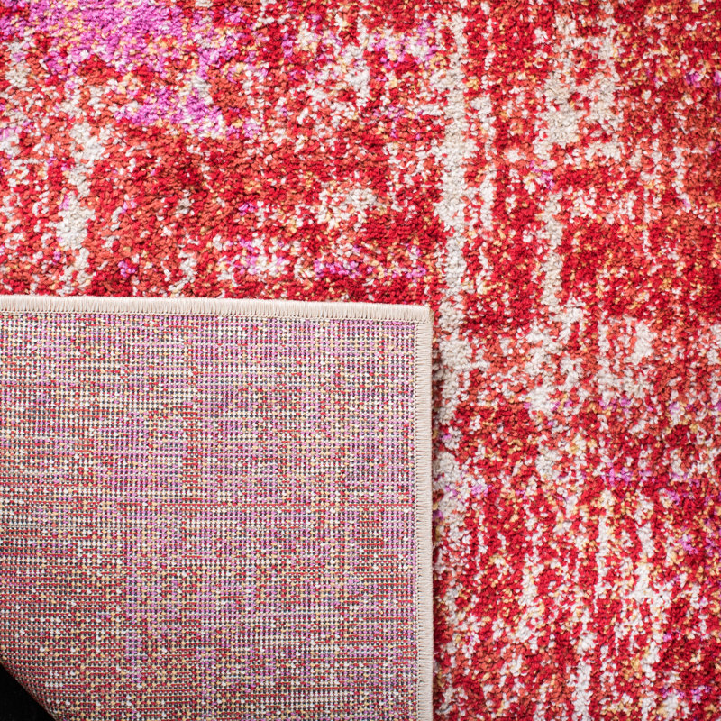Riebe Abstract Red Area Rug, Rectangle 3' x 5'