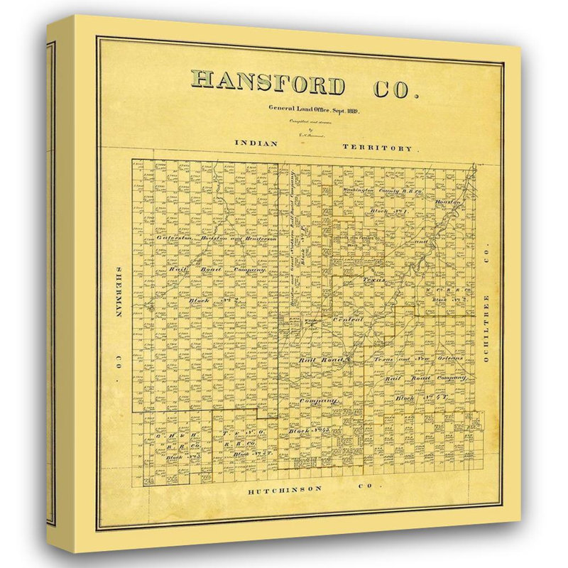 «Alcott Hill® Beaumont Gallery», art sur toile tendue: Hansford County Texas, Beaumont, 1889, H 17 po x l 15 po