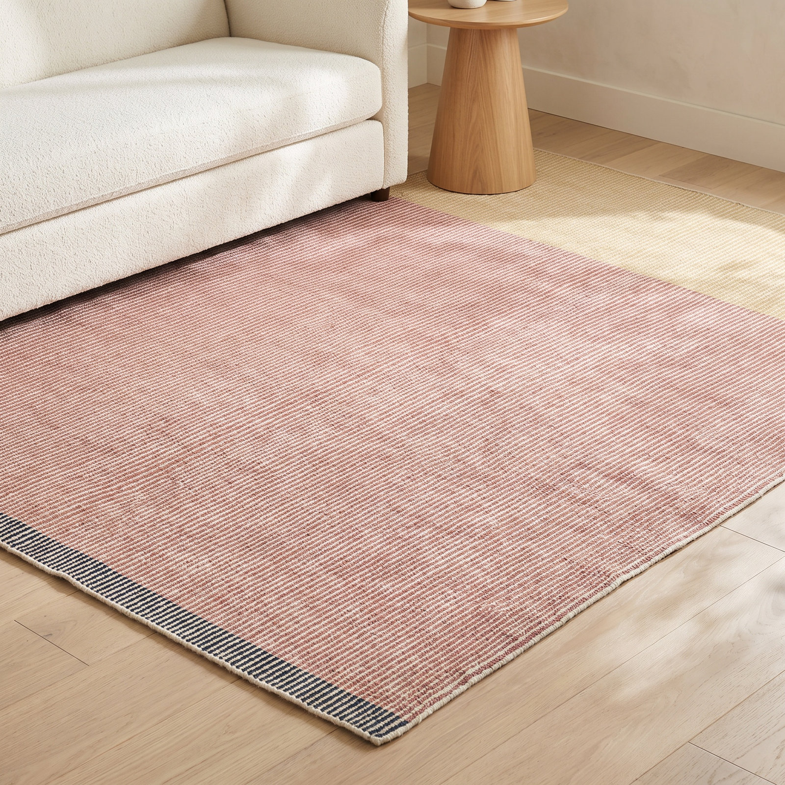 Bousta Orange Yellow Gray Striped Rug, Rectangle 5' x 8'