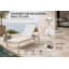 Ensemble de chaises longues inclinables d'extérieur 76 po 8 pièces Aynura - 4 chaises longues en aluminium avec 4 tables d'appoint assorties, 5 positions réglables et roues cachées - Blanc brossé-1854776435