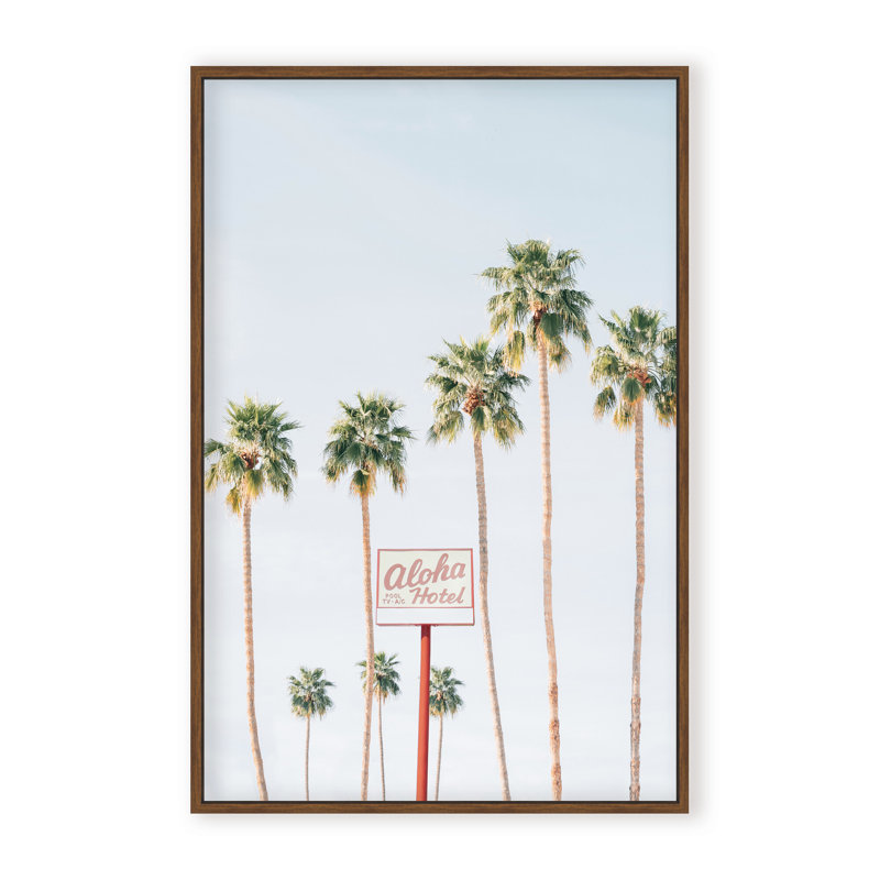 Coastal Retreat Aloha Hotel by  - Picture Frame Photograph on Paper, 36" H x 24" W x 1.125" D, Framed Print, Brown
