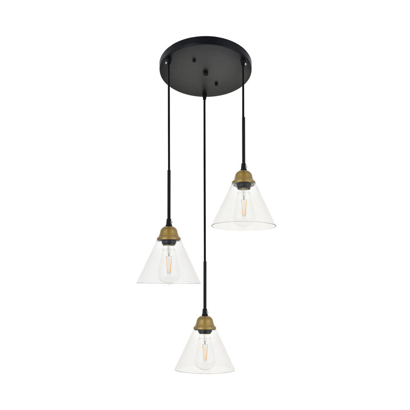 Hudson Oaks 3 - Light Cluster Pendant, Black/Brass