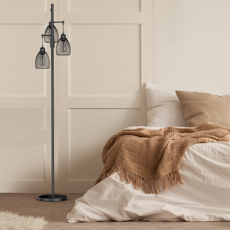 Milene 70" Tree Floor Lamp with 3 Bulbs Included, Black
