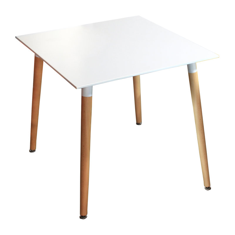 Yolanda Beech Square Wood Top Dining Table with Wood Base, White