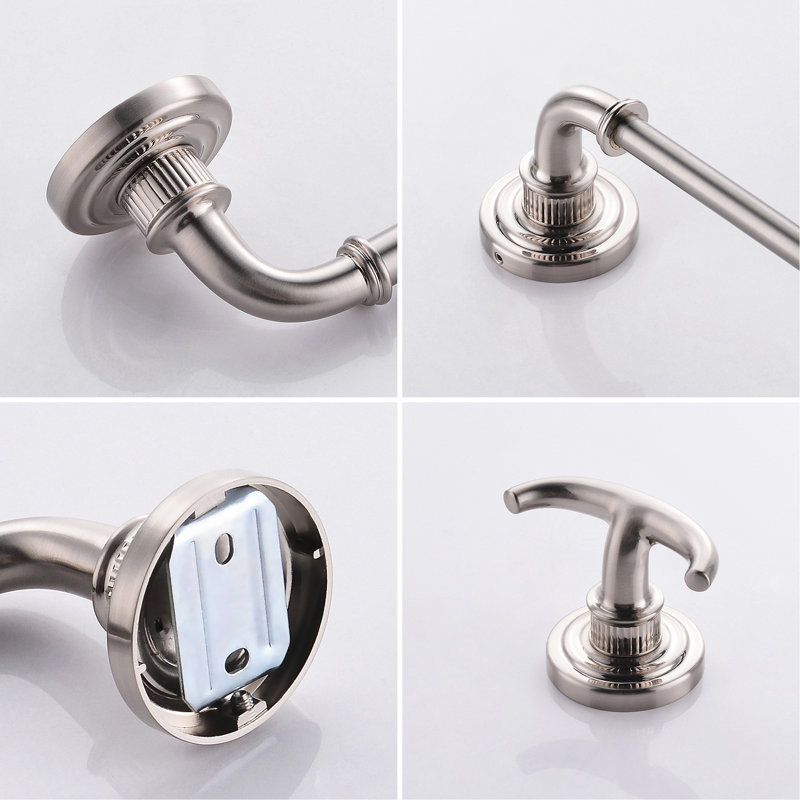 Ensemble de quincaillerie de salle de bain 4 pièces en nickel brossé 24 po, Nickel brossé