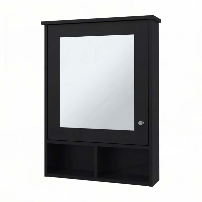 Pharmacie avec porte et miroir inclus, Noir