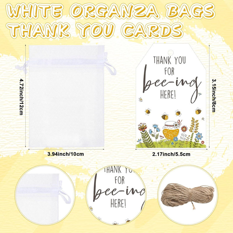 Ensemble de 50 cartes de vœux de fête de naissance pour bébé Sweet As Can Bee
