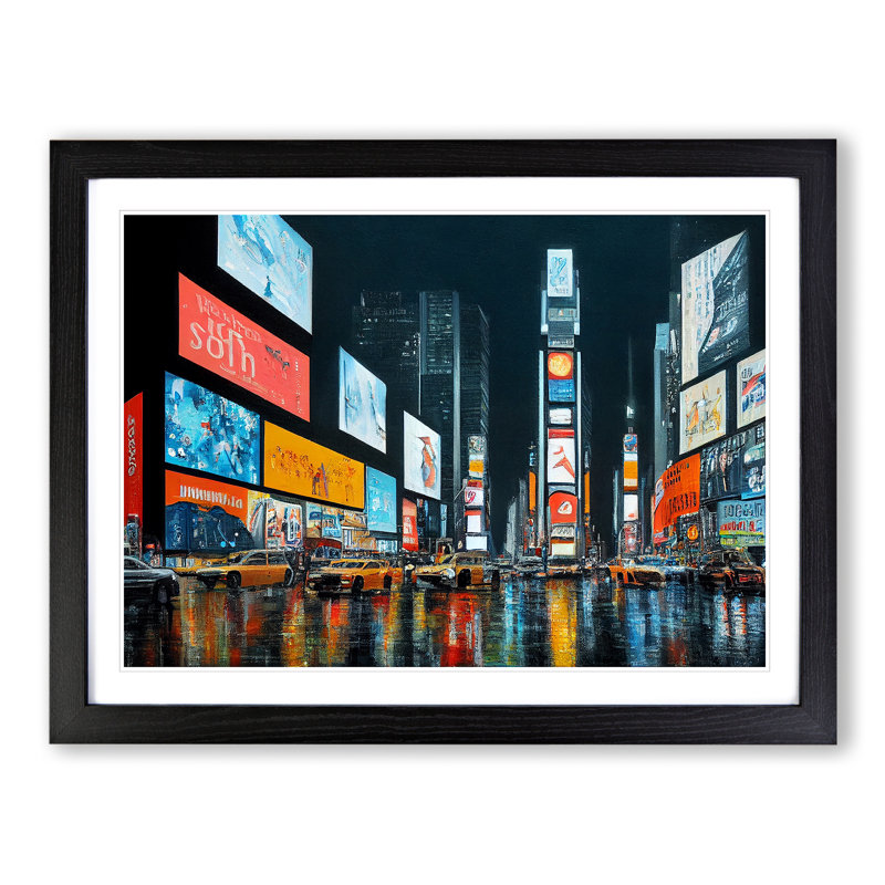 Times Square Vol.5 1 Piece Single Picture Frame Wall Art, 34cm H x 46cm W x 2cm D, Black Framed