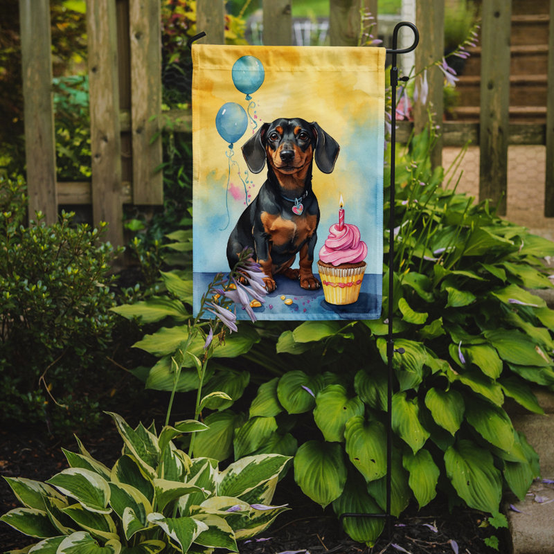 Drapeau de jardin «Happy Birthday», Teckel