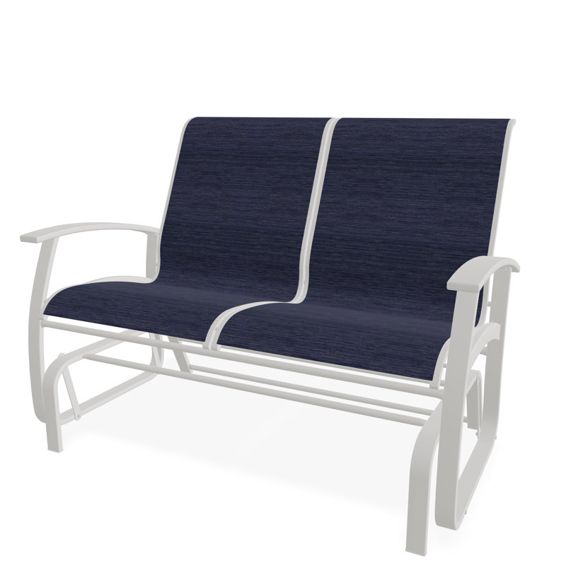 Belle Isle Aluminum Outdoor Rocker & Glider Lounge Chair, Snow, Collect Indigo