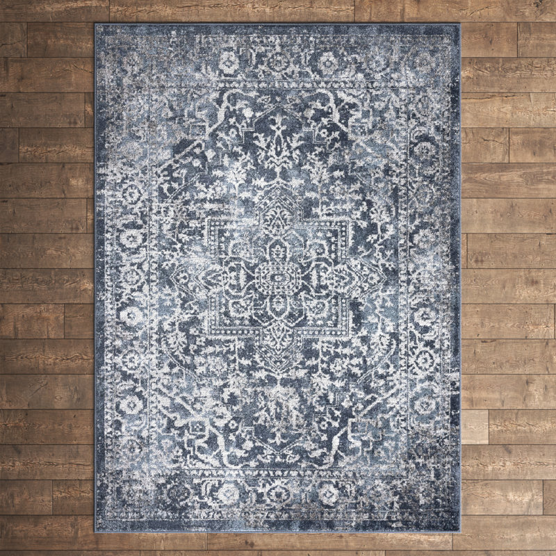 Asbey Rory Oriental Blue Area Rug, Rectangle 7'10" x 10'2"