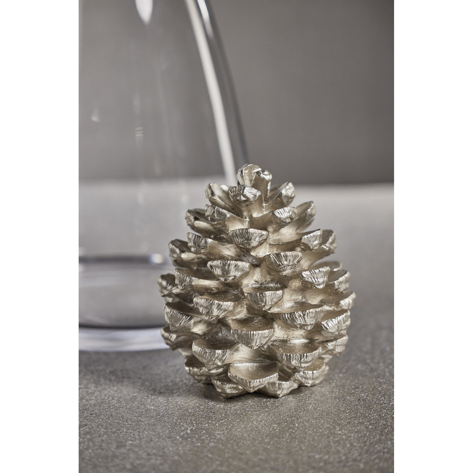 Harvy 6.5" H Resin Pinecone Figurine, Silver