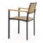 Chaises de salle à manger d'extérieur en bois et en métal avec lambris d'acacia pour un décor de cour moderne, durable et élégant