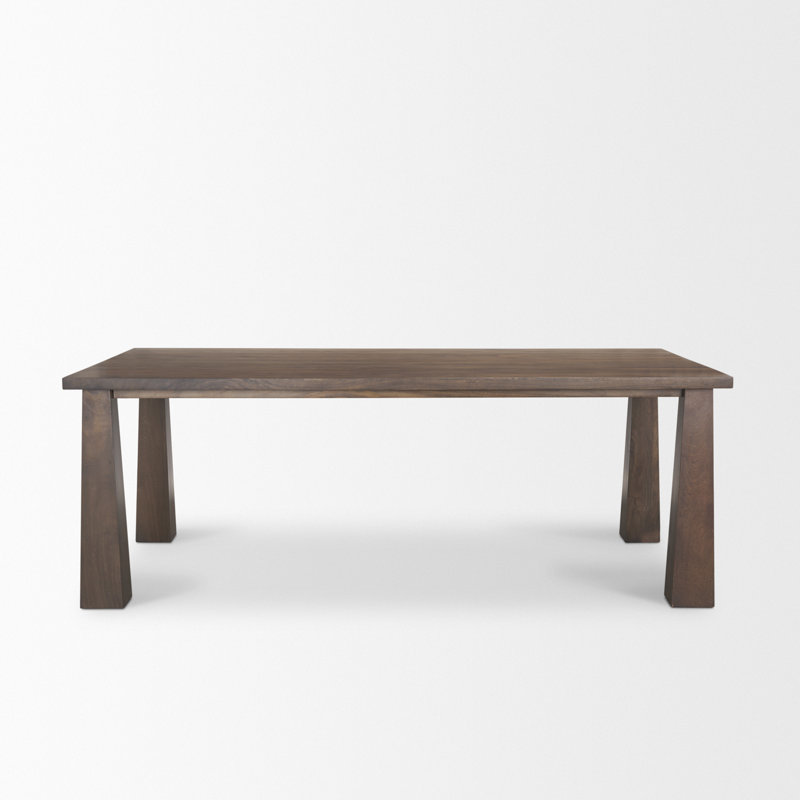 Table de salle à manger rectangulaire en bois massif brun foncé