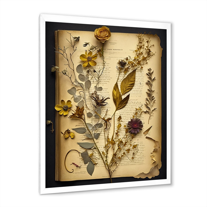 Impression sur toile «Dried Vintage Wildflowers I - Abstract Botanicals», H 20 po x l 12 po x P 1 po, Cadre photo blanc