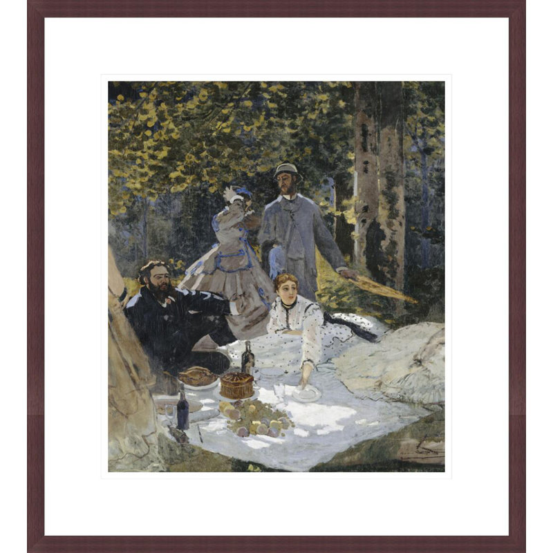Le déjeuner sur l'herbe à Chailly. Portrait: Bazille au centre; Camille Doncieux; Courbet à gauche par Claude Monet