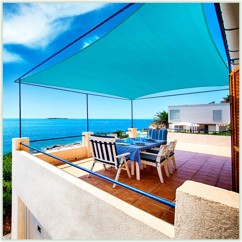 Colourtree Sun Shade Sail Rectangle Canopy Fabric Cloth Screen, Water Permeable & UV Block UPF50, Turquoise, 10 ft. x 16 ft.