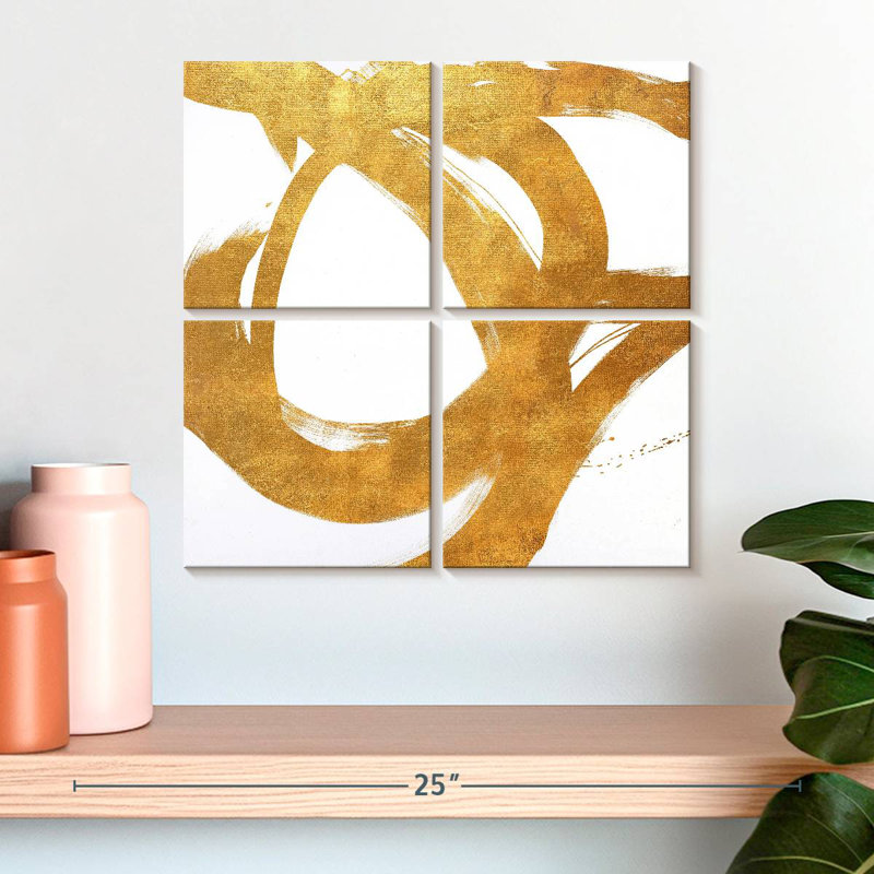 Avery Gold Circular Strokes I, H 18 po x l 18 po
